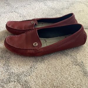 Gucci Red Leather Driving Loafers